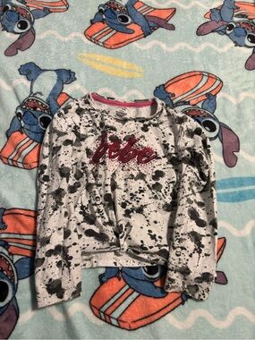 Pink 'Lulu' Logo Tie-Front Splatter Print Kids Top